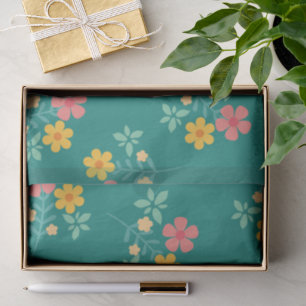 Papier Mousseline Daisy Bouquet Vintage Motif en vert