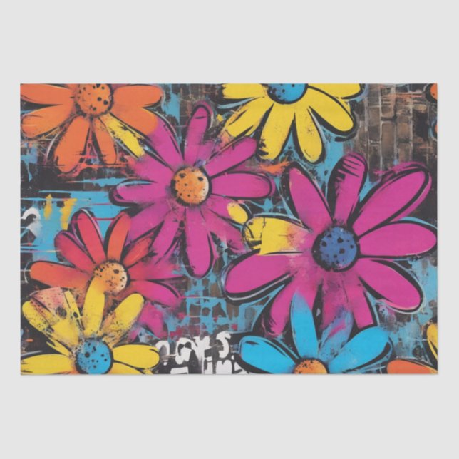 Papier Mousseline Daisy Delight Pop Art Blossoms papier découpage (Recto)