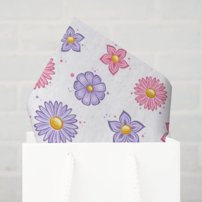 Papier Mousseline Daisy Flowers  (Sac cadeau)