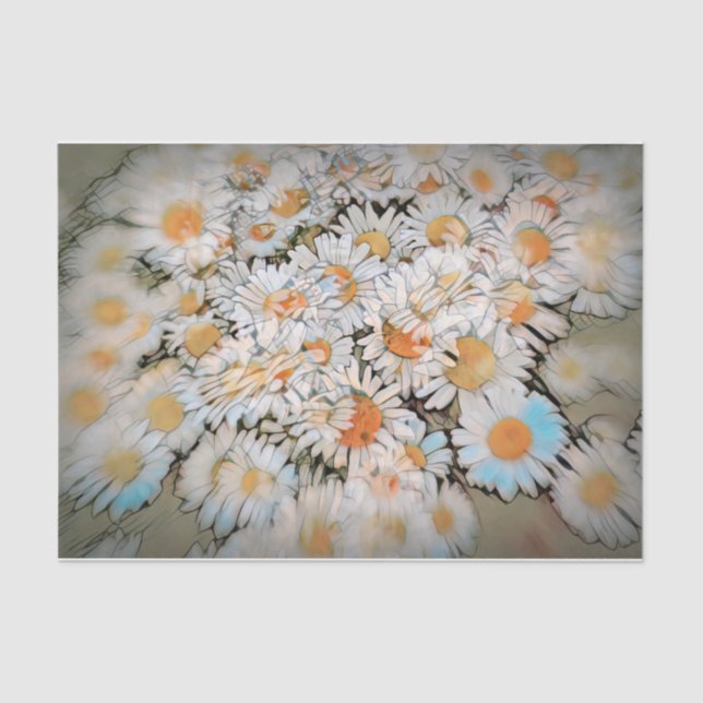 Papier Mousseline Daisy Print White Flower Art Découpage (Recto)