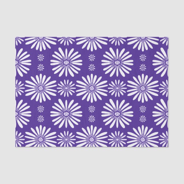 Papier Mousseline Daisy Purple White Floral (Recto)