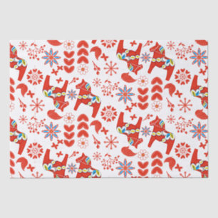 Papier Mousseline Dala d'art populaire suédois Cheval Rouge motif fl