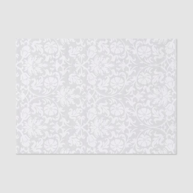 Papier Mousseline Damas floral blanc (Recto)