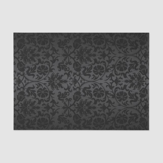 Papier Mousseline Damas floral noir (Recto)