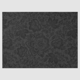 Papier Mousseline Damas florale noire avec arrière - plan gris foncé