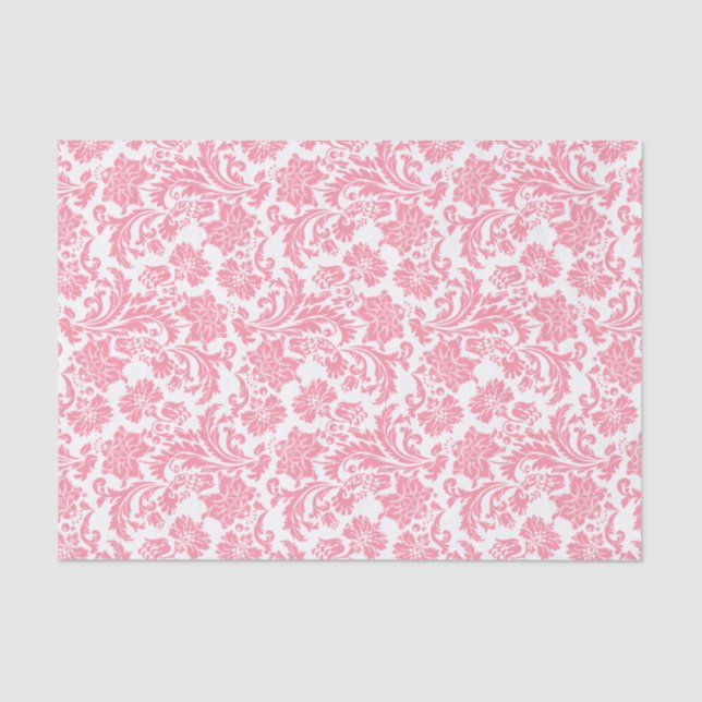 Papier Mousseline Damas Florales Roses Sur Arrière - plan Changeable (Recto)