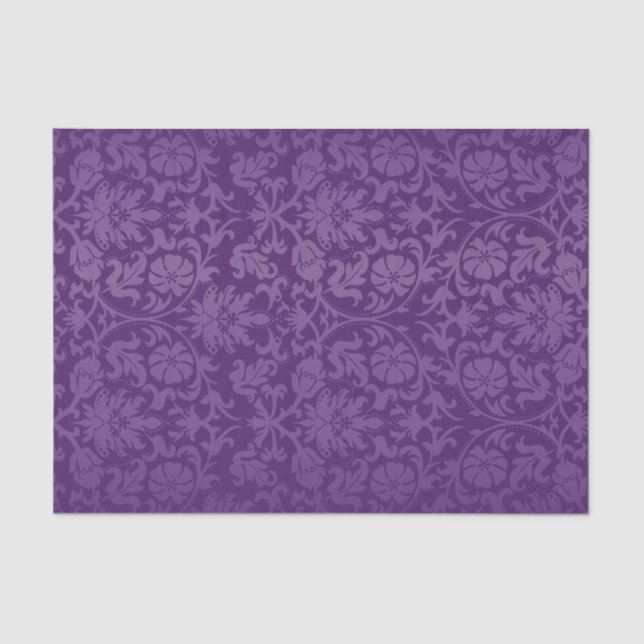 Papier Mousseline Damas florales violettes (Recto)