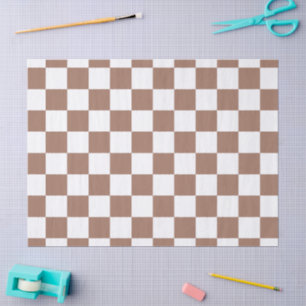 Papier Mousseline Damas géométriques marron blanc rétro