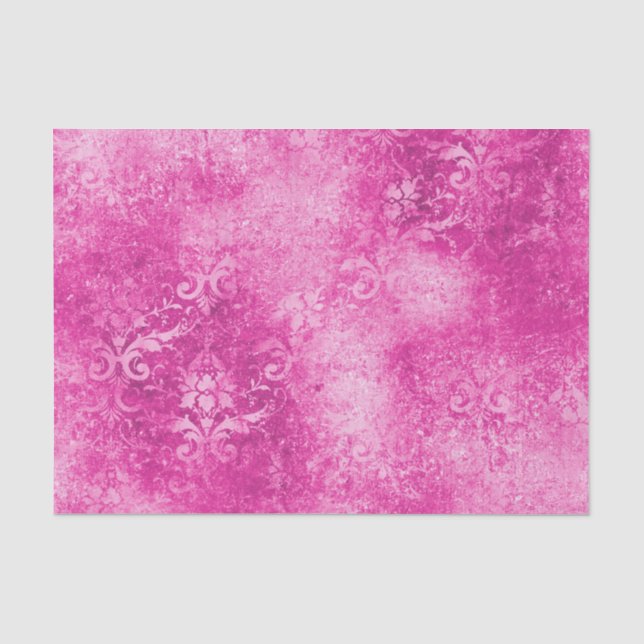 Papier Mousseline Damas rose chaud désorganisé (Recto)
