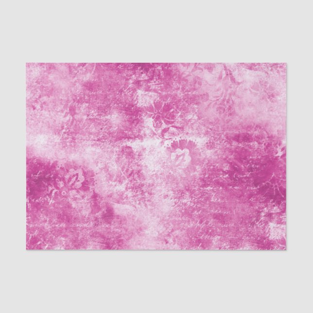 Papier Mousseline Damas rose chaud désorganisé (Recto)