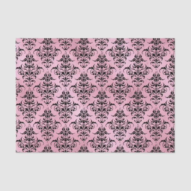 Papier Mousseline Damas rose et noir (Recto)