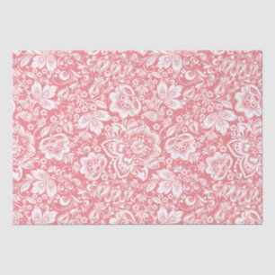 Papier Mousseline Damas vintage blanc sur arrière - plan rose