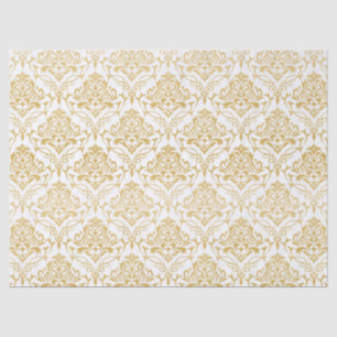 Papier Mousseline Damas vintages florales d'or