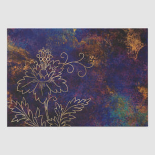 Papier Mousseline Damask Floral Grunge doré