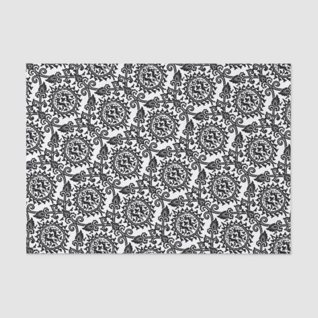 Papier Mousseline Damask Hare Motif (Recto)