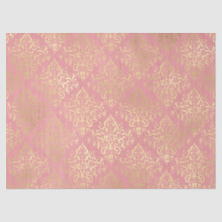 Papier Mousseline Damask rose et or élégant vintage victorien