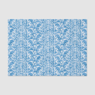 Papier Mousseline Damassé de bleu d'hiver