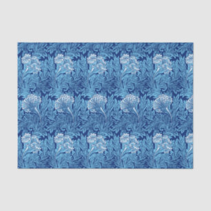 Papier Mousseline Damassé de fleur, bleu de ciel et blanc Jacobean