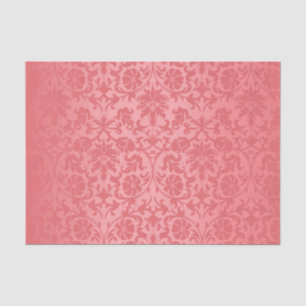 Papier Mousseline Damassé florale de corail rose