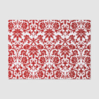 Damassé florale rouge foncé et blanche
