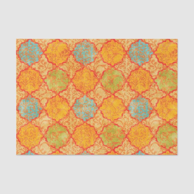 Papier Mousseline Damassé géométrique (Recto)