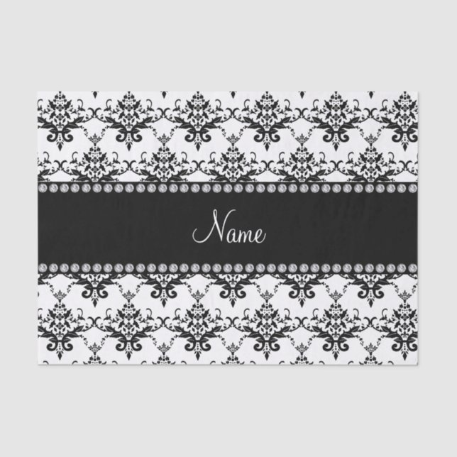 Papier Mousseline Damassé noire blanche nommée personnalisée (Recto)