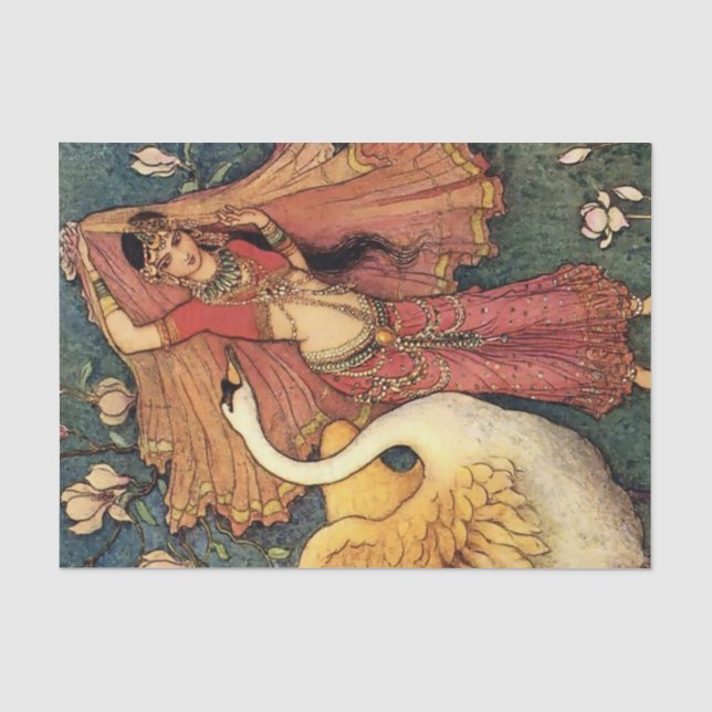 Papier Mousseline "Damayanti et le cygne" de Warwick Goble (Recto)