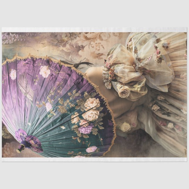 Papier Mousseline Dame avec un Parasol, French Chic (Recto)