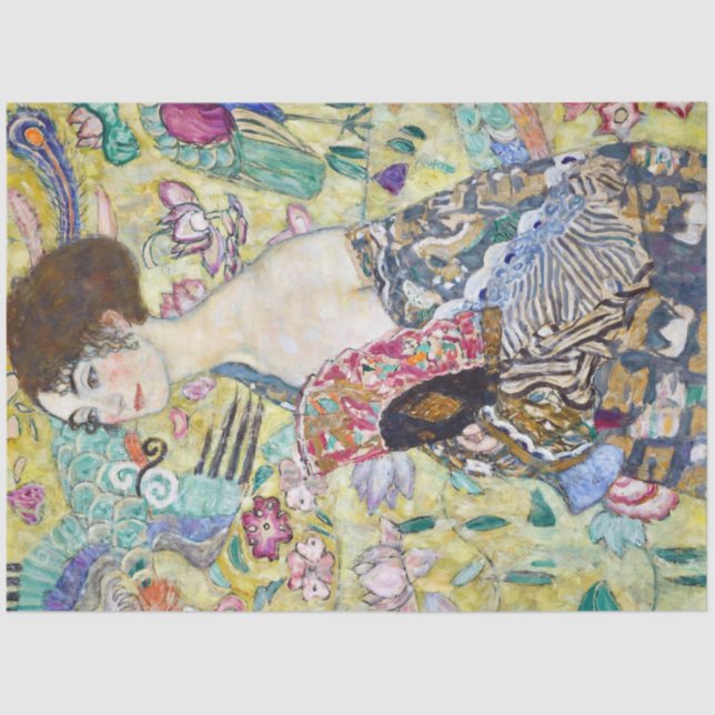 Papier Mousseline Dame avec un ventilateur, Gustav Klimt (Recto)