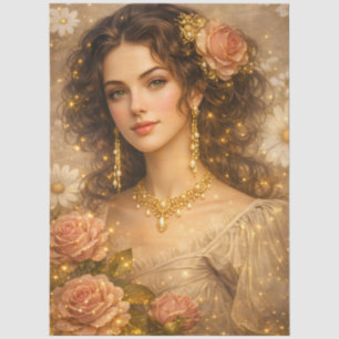 Papier Mousseline Dame de l'ère victorienne Style de portrait Rose d