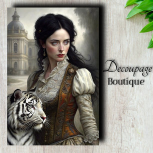 Papier Mousseline Dame gothique découpage Tigre blanc