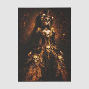 Papier Mousseline Dame gothique Steampunk, robe au crâne FJ3R découp
