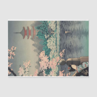 Papier Mousseline Dame japonaise au lac