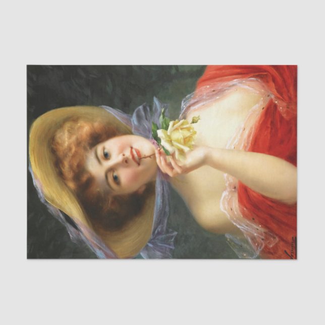 Papier Mousseline Dame tombée en rouge (Recto)