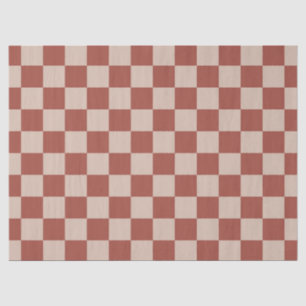 Papier Mousseline Damier Terracotta et Brun Clair
