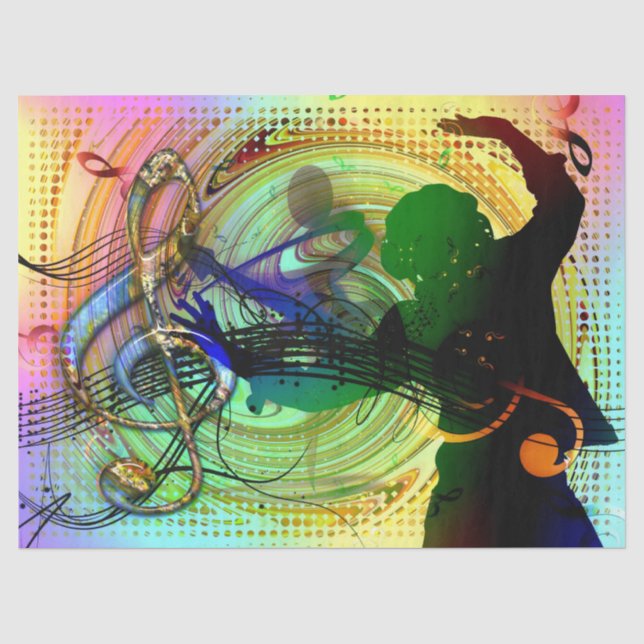 Papier Mousseline Dance Music Dancer Decoupage (Recto)