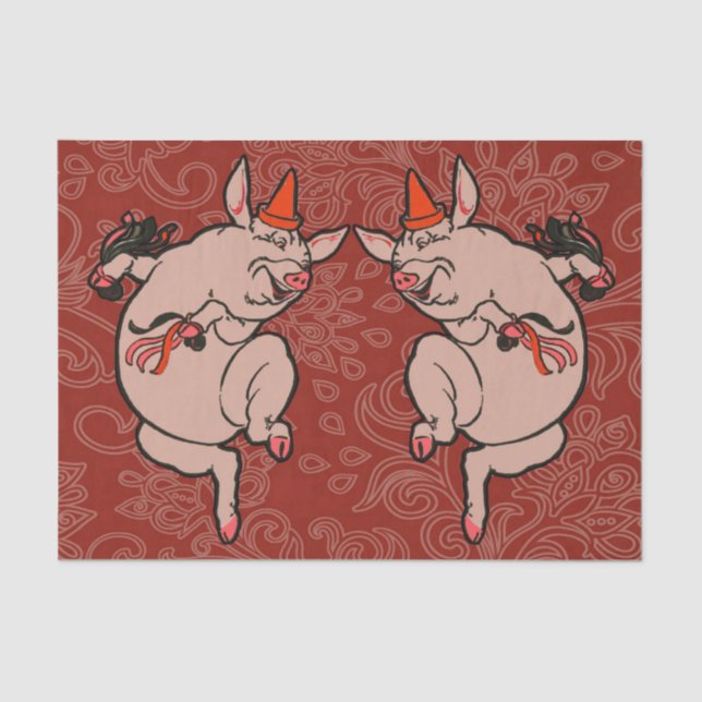 Papier Mousseline Dancing Pig Antique Cute Danseuse (Recto)
