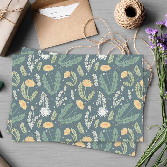 Papier Mousseline Dandelion Floral Weed Motif (Dandelion Tissue Paper)