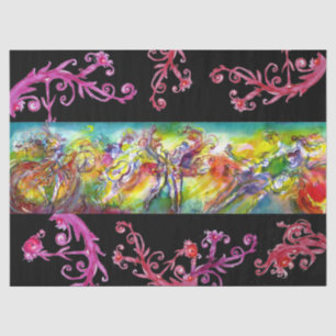 PAPIER MOUSSELINE DANSE CARNAVALE ITALIENNE, ESCALIERS FLORAUX ROUGE