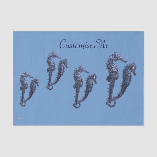 Papier Mousseline Danse Des Chevaux De Mer (Bleu) (Recto)