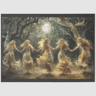 Papier Mousseline Danser La Déesse Sous Pleine lune Tissu Papier