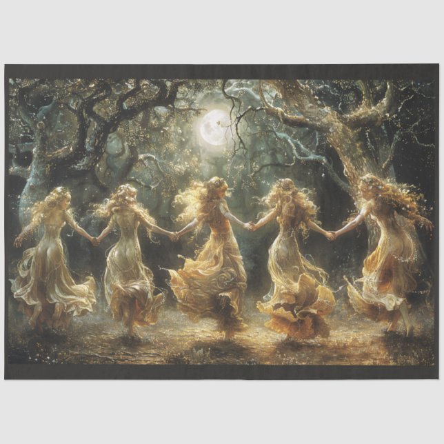 Papier Mousseline Danser La Déesse Sous Pleine lune Tissu Papier (Recto)