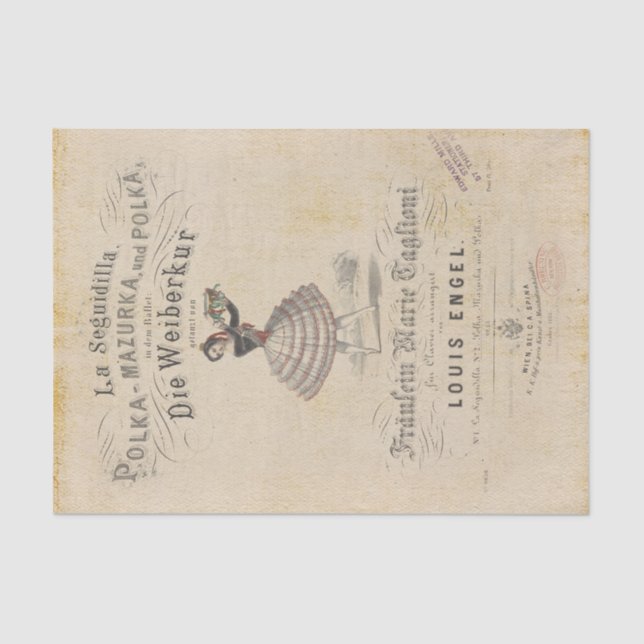 Papier Mousseline Danseur vintage Polka (Recto)