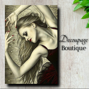 Papier Mousseline Danseuse Ballerine Rouge Gothique Découpage