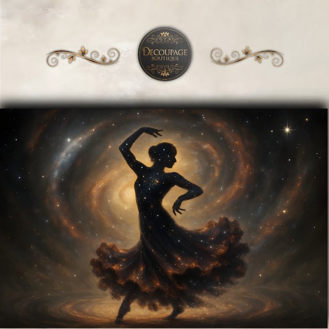 Papier Mousseline Danseuse cosmique Galaxy Silhouette Découpage (Cosmic Dancer Galaxy Silhouette Decoupage Tissue Paper)