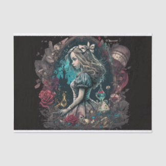 Papier Mousseline Dark Alice Au pays des merveilles collage de 3 déc