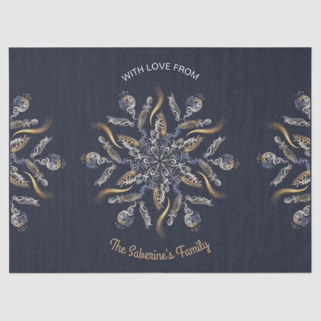 Papier Mousseline Dark Blue & Gold Midnight Sparkle Stars New Year  (Recto)