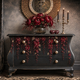Papier Mousseline Dark Romantic Red Floral Decoupage Tissue Paper |