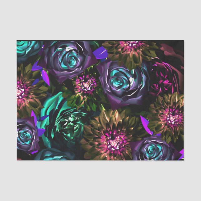 Papier Mousseline Dark Wonderland Bold Glamor Floral Flowers Party (Recto)