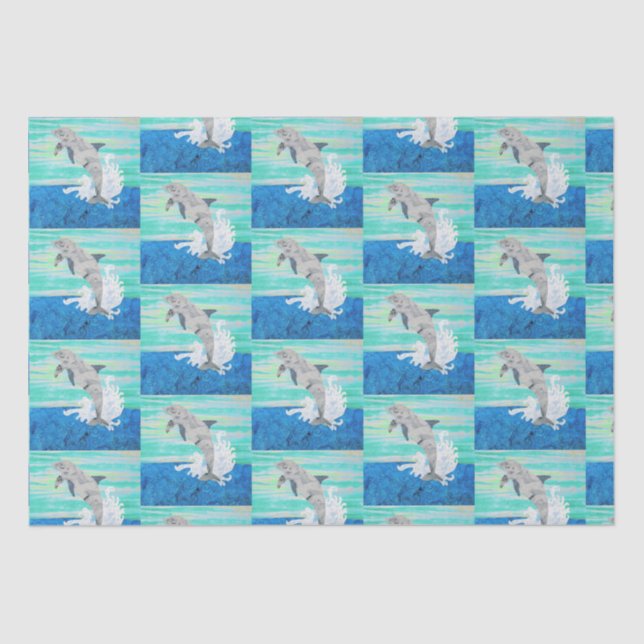 Papier Mousseline Dauphin Sauter Océan Splash Tropical Sea Life (Recto)